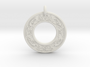 Cerridwen Celtic Goddess Annulus Donut Pendant in White Natural Versatile Plastic
