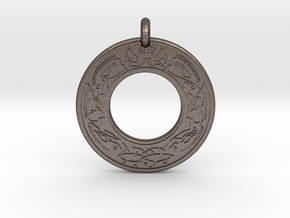Cerridwen Celtic Goddess Annulus Donut Pendant in Polished Bronzed-Silver Steel