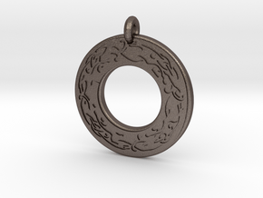 Celtic Dog Annulus Donut Pendant in Polished Bronzed-Silver Steel