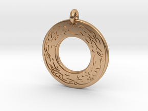 Celtic Dog Annulus Donut Pendant in Polished Bronze