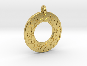 Celtic Heart Annulus Donut Pendant in Polished Brass