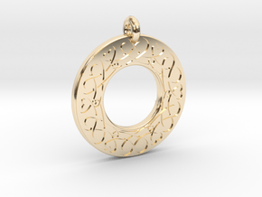 Celtic Heart Annulus Donut Pendant in 14k Gold Plated Brass