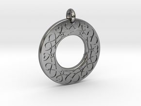 Celtic Heart Annulus Donut Pendant in Polished Silver