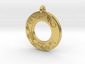 Dragon Annulus Donut Pendant in Polished Brass