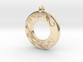 Dragon Annulus Donut Pendant in 14k Gold Plated Brass