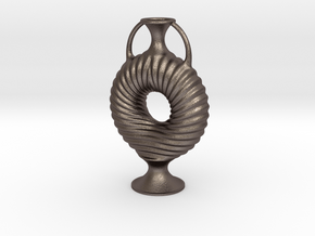 Vase R55 in Polished Bronzed-Silver Steel