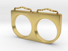 2-Drawer Ring, Ornate in Polished Brass