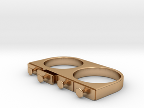 4-Drawer Ring, Open in Polished Bronze