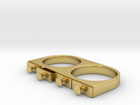 4-Drawer Ring, Open in Polished Brass