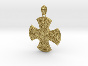 Celtic cross with trinities in Natural Brass