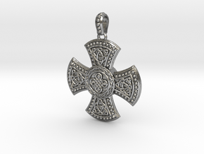 Celtic cross with trinities in Natural Silver