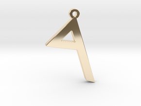 Letter RESH - Paleo Hebrew - with Chain Loop in 14k Gold Plated Brass