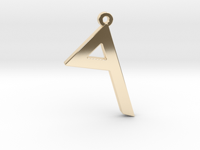Letter RESH - Paleo Hebrew - with Chain Loop in 14K Yellow Gold