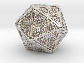 Icosahedron Unique Tessallation in Rhodium Plated Brass