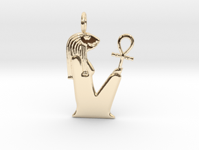Heqet amulet in 14k Gold Plated Brass