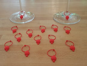 14x Ladybug Wine Charms in Red Processed Versatile Plastic