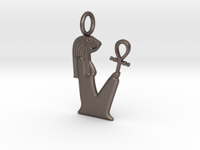 Heqet (petite) amulet in Polished Bronzed-Silver Steel