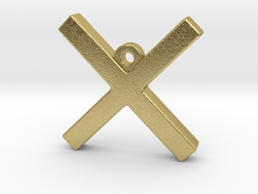 Letter TAU - Paleo Hebrew - with Chain Loop in Natural Brass