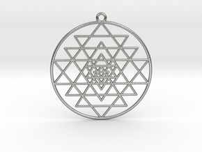 Sri Yantra Pendant Symmetrical  2" in Natural Silver