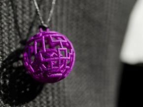 Caged sphere pendant in Purple Processed Versatile Plastic