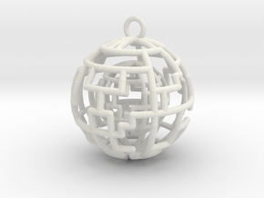 Caged sphere pendant in White Premium Versatile Plastic