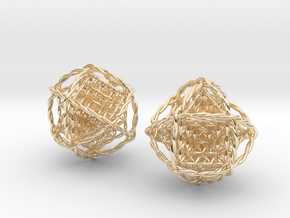 Twisted Ball of Life Pair 1.8"  in 14K Yellow Gold