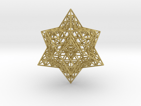 Stellated Vector Equilibrium w/Triforce Faces 2.2" in Natural Brass