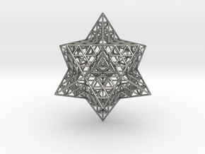 Stellated Vector Equilibrium w/Triforce Faces 2.2" in Natural Silver