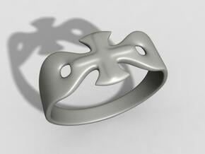 Cross ring US11 in Polished Bronzed Silver Steel