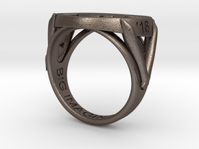 747 Ring in Polished Bronzed-Silver Steel: 8.5 / 58