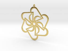 Six Hearts pendant in Polished Brass
