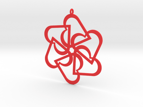 Six Hearts pendant in Red Processed Versatile Plastic