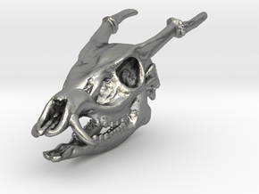 Muntjac Skull Solid Miniature in Natural Silver