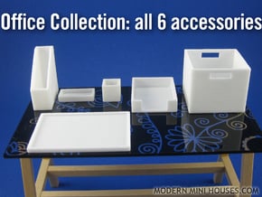 Office Collection 6-piece 1:12 scale accessories in White Processed Versatile Plastic