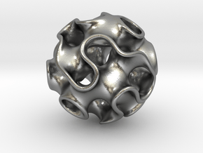 GYROID Sphere Pendant in Natural Silver: Small
