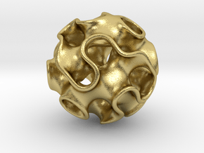 GYROID Sphere Pendant in Natural Brass: Small
