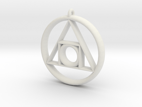 Philosopher's stone Symbol Pendant in White Natural Versatile Plastic