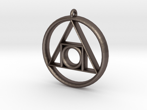 Philosopher's stone Symbol Pendant in Polished Bronzed-Silver Steel
