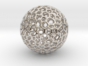 D20 lattice sphere in Rhodium Plated Brass