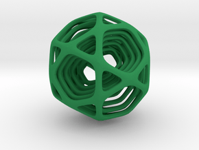 Icosidodecahedron Nested  in Green Processed Versatile Plastic