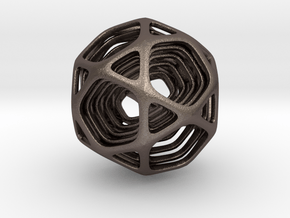 Icosidodecahedron Nested  in Polished Bronzed-Silver Steel