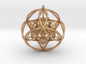 Stellated Vector Equilibrium 6 Ring Pendant 2.5"  in Natural Bronze