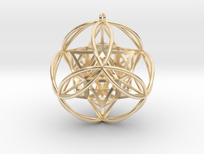 Stellated Vector Equilibrium 6 Ring Pendant 2.5"  in 14K Yellow Gold