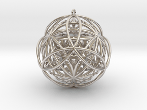 Stellated Vector Equilibrium 17 Ring Pendant 2.5"  in Platinum