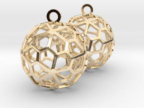 Pentagonal Hexecontahedron Earrings in 14k Gold Plated Brass
