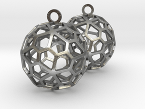 Pentagonal Hexecontahedron Earrings in Natural Silver