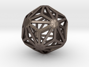 Triakis Icosahedron in Polished Bronzed-Silver Steel: Small