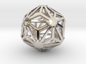 Triakis Icosahedron in Rhodium Plated Brass: Small