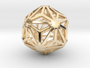 Triakis Icosahedron in 14k Gold Plated Brass: Small