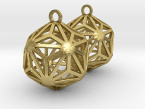 Triakis Icosahedron Earrings in Natural Brass